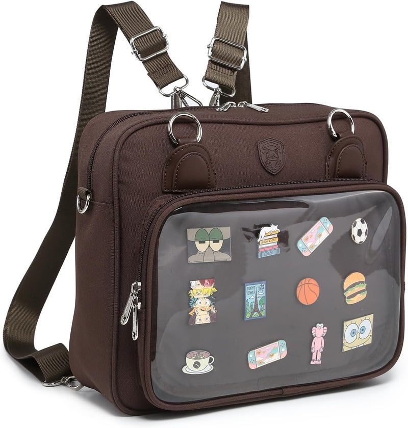 CHERRY SAUCE Oxford Ita Bag Crossbody Shoulder Bag Satchel Messenger Backpack Multi-Purpose Pins Display - Image 2